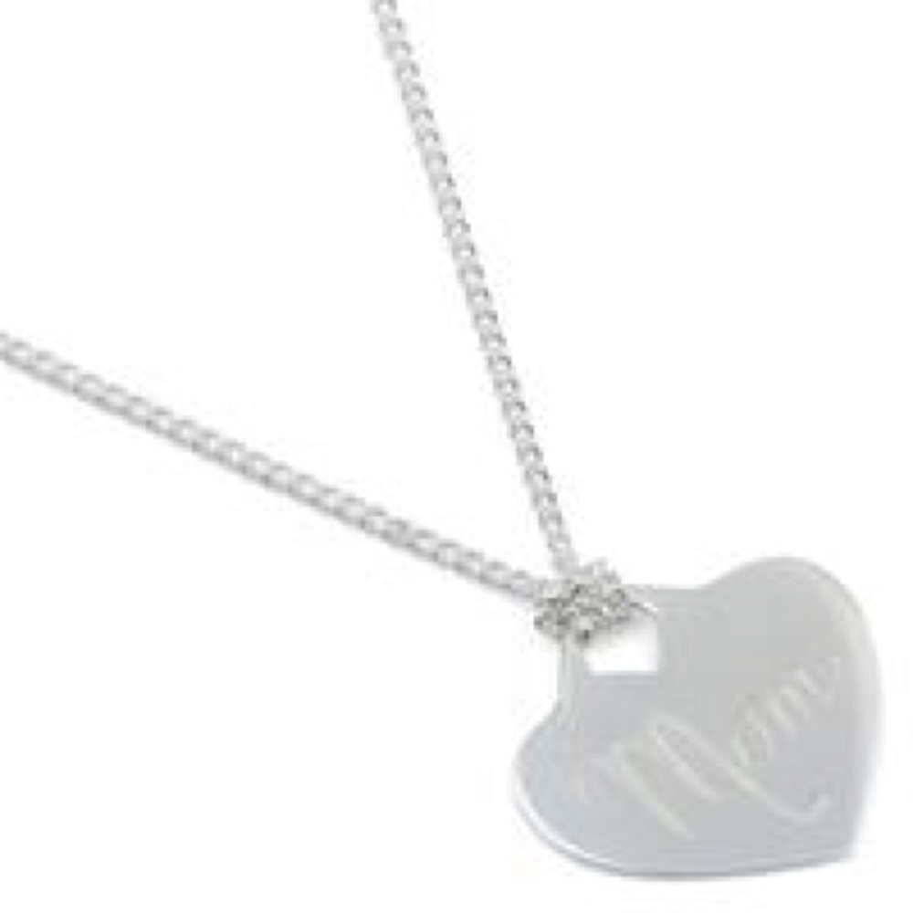 Sterling Silver 925 "Mom" Charm 16" Necklace - Picture 3 of 5